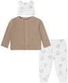 Huggies Baby Boys 3-pc. Cardigan, Pants & Hat Set In Brown