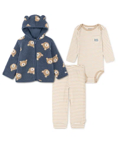 Huggies Baby Boys 3-piece Bear Hugs Jacket, Bodysuit And Pants Set In Blue