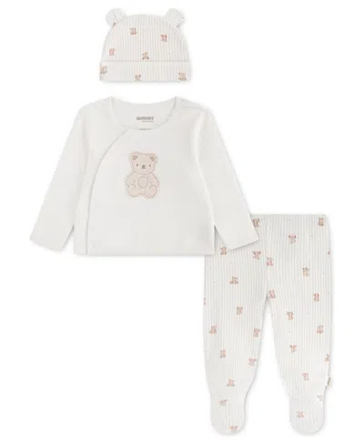 Huggies Baby Boys' Babywear Long-sleeve Top, Footed Pants And Hat, 3-piece Set In White