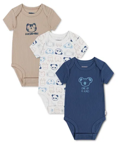 Huggies Baby Boys' Babywear Short-sleeve Bodysuits, 3-pack In Multi
