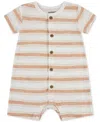 Huggies Baby Boys Cotton Striped Romper In Bronze