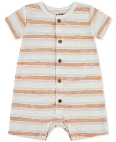 Huggies Baby Boys Cotton Striped Romper In Bronze