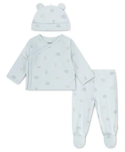 Huggies Baby Boys' Printed Top, Footed Pants And Hat, 3-piece Set In Blue