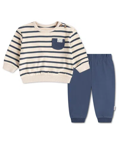 Huggies Baby Boys' Striped Long-sleeve Top And Pants, 2-piece Set In Blue