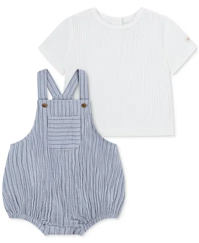 Huggies Baby Cotton T-shirt & Striped Romper, 2 Piece Set In Blue