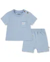 Huggies Baby Crepe Knit Jersey T-shirt & Shorts, 2 Piece Set In Periwinkle