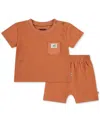 Huggies Baby Crepe Knit Jersey T-shirt & Shorts, 2 Piece Set In Tangerine