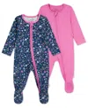Huggies Baby Girls 2-pack Footed Crewneck Coverall In Pink