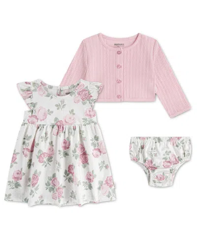 Huggies Baby Girls' Babywear Long-sleeve Cardigan, Dress And Bloomers, 3-piece Set In Multi