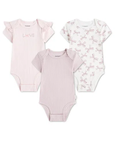 Huggies Baby Girls' Babywear Short-sleeve Bodysuits, 3-pack In Multi