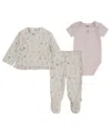 Huggies Baby Girls' Bodysuit, Cardigan Jacket, And Pants, 3-piece Set In Pink