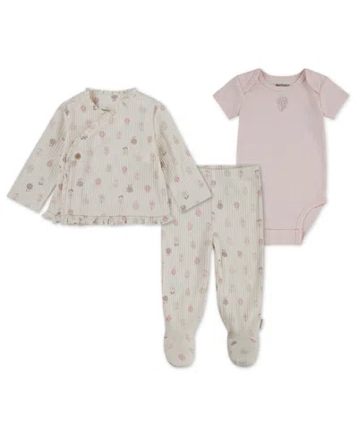 Huggies Baby Girls' Bodysuit, Cardigan Jacket, And Pants, 3-piece Set In Pink