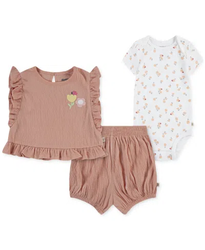 Huggies Baby Girls Bodysuit, Top & Shorts, 3 Piece Set In Citrine