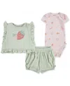 Huggies Baby Girls Bodysuit, Top & Shorts, 3 Piece Set In Light Pink