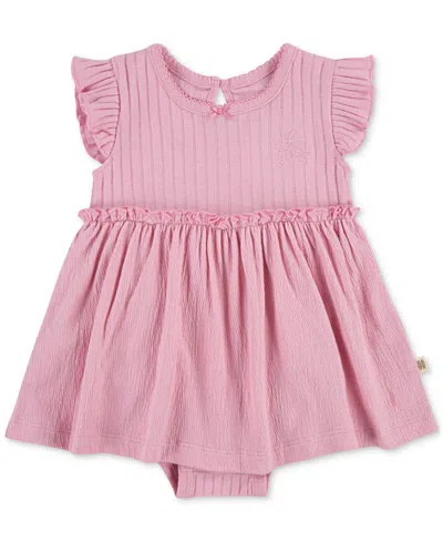 Huggies Baby Girls Cotton Flutter-sleeve Dress, 3 Piece Set In Pink
