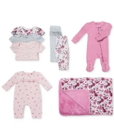 Huggies Baby Girls Floral Collection Bodysuits Pants Coverall Headband Set Footed Coverall Blanket In Multi