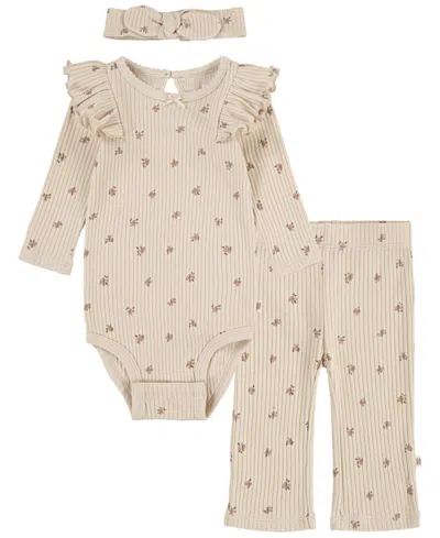 Huggies Baby Girls Long Sleeve Bodysuit, Headband And Pants 3-piece Set In  French Oak