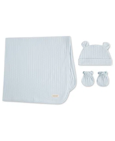 Huggies Baby Girls Or Baby Boys Cotton Blanket, Hat And Mittens, 3-piece Set In Blue