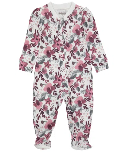 Huggies Baby Girls Printed Coverall In Snow White,cashmere Rose