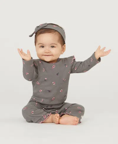 Huggies Baby Girls Rib Bodysuit, Headband And Pants 3-piece Set In  Lava Smoke