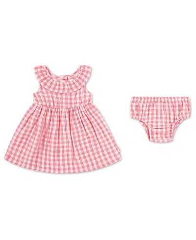 Huggies Baby Girls' Ruffle Neck Dress And Bloomers, 2-piece Set In Multi