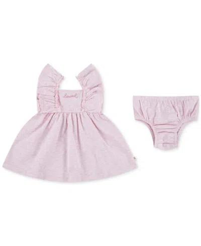 Huggies Baby Girls Ruffled-sleeve Jersey Dress & Bloomer Set In Pink