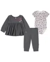 Huggies Baby Girls Short Sleeve Bodysuit, Top And Pants 3-piece Set In  Lava Smoke