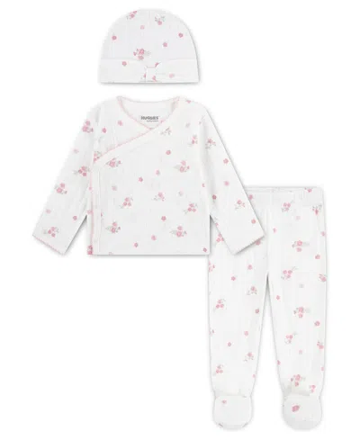Huggies Baby Girls' Top, Footed Pants, And Hat, 3-piece Set In Multi
