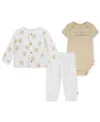 Huggies Baby Girls Turn Me Around Cotton Jacket, Bodysuit & Pants, 3-piece Set In Brown