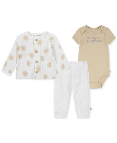 Huggies Baby Turn Me Around Cotton Jacket, Bodysuit & Pants, 3-piece Set In Tan