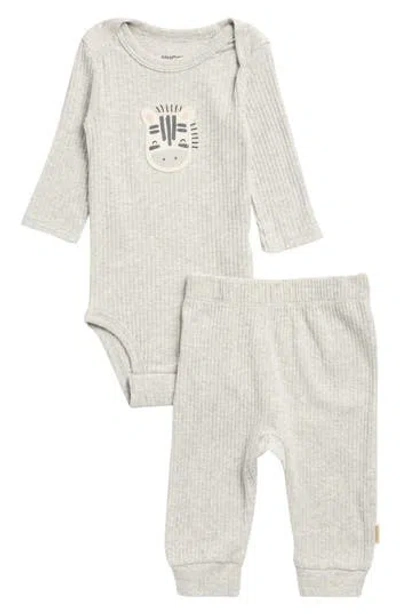 Huggies Babies'  Lion Organic Combed Cotton Long Sleeve Bodysuit & Pants Set In Gray