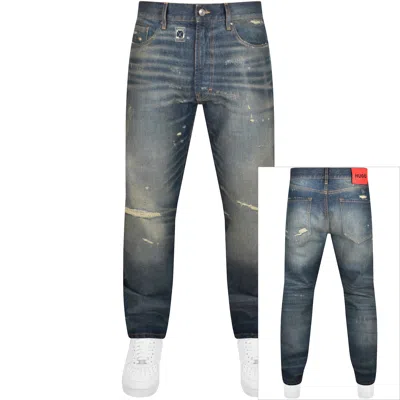 Hugo 640 Straight Fit Mid Wash Jeans Blue