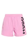 Hugo Boss Hugo Men's Abas Vertical Logo Swim Trunks, Pink In 粉色