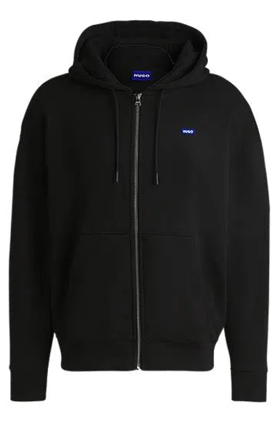 Hugo Boss All-gender Relaxed-fit Hoodie In Cotton Terry In Black