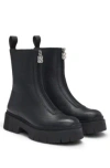 Hugo Boss Ankle Boots In Tumbled Leather With Front Zip In Black