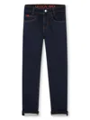 Hugo Boss Logo-patch Tapered Jeans In Blue