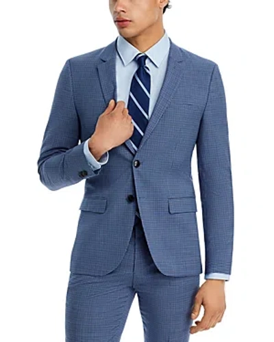 Hugo Arti Tailored Fit Mini Check Suit Jacket In Bright Blue