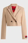 Hugo Boss Hugo X Les Benjamins Regular-fit Cropped Jacket With Beaded Trim