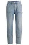 Hugo Boss Baggy-fit Carpenter Jeans In Cotton Denim In Turquoise