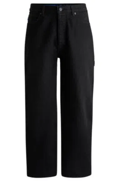 Hugo Baggy-fit Jeans In Cotton Denim In Black