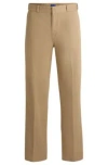 Hugo Boss Baggy-fit Trousers In Cotton Twill In Beige