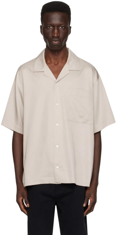 Hugo Beige Button Shirt In 055-light/pastelgrey