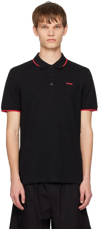 Hugo Boss Logo-print Polo Shirt In Black