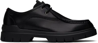 Hugo Black Double Stitching Derbys In 001-black