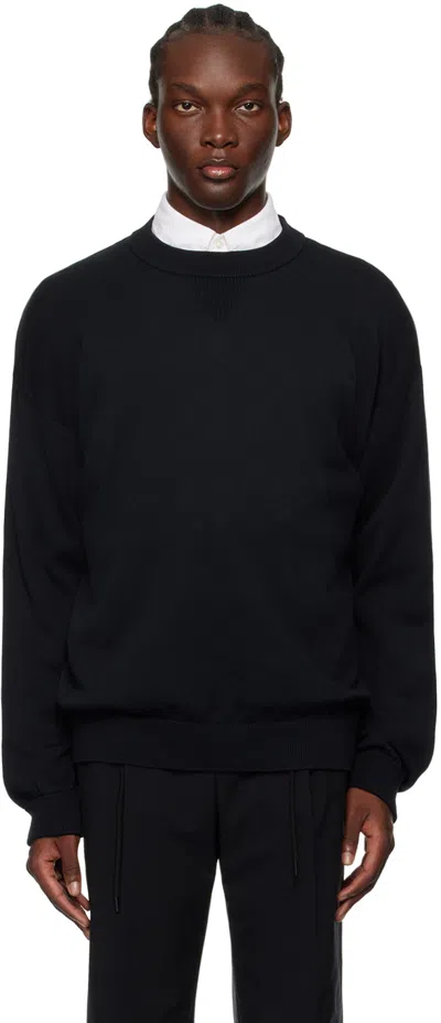 Hugo Black Embroidered Sweater In 001-black