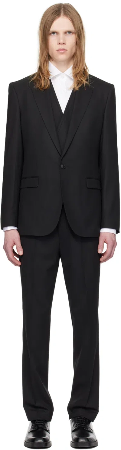 Hugo Black Extra-slim-fit Suit In 001-black