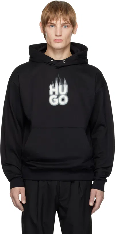 Hugo Boss Black Flame Logo Hoodie In Black 001