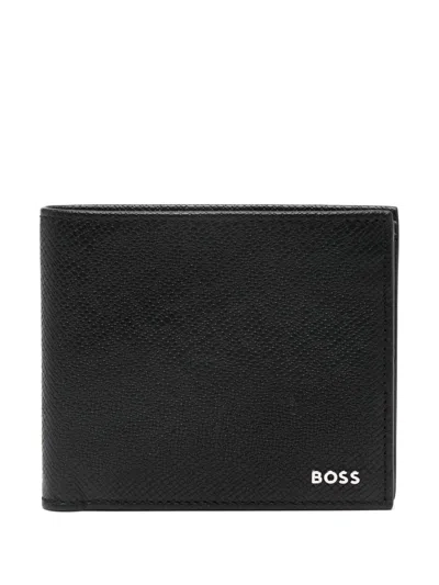 Hugo Black Logo-applique Leather Wallet
