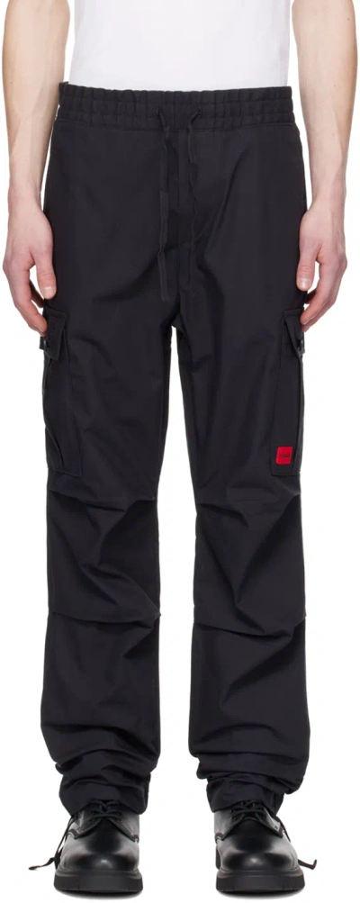 Hugo Black Regular-fit Cargo Pants In 001-black