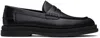 Hugo Boss Black Rubber Sole Brush-off Leather Loafers In 001-black